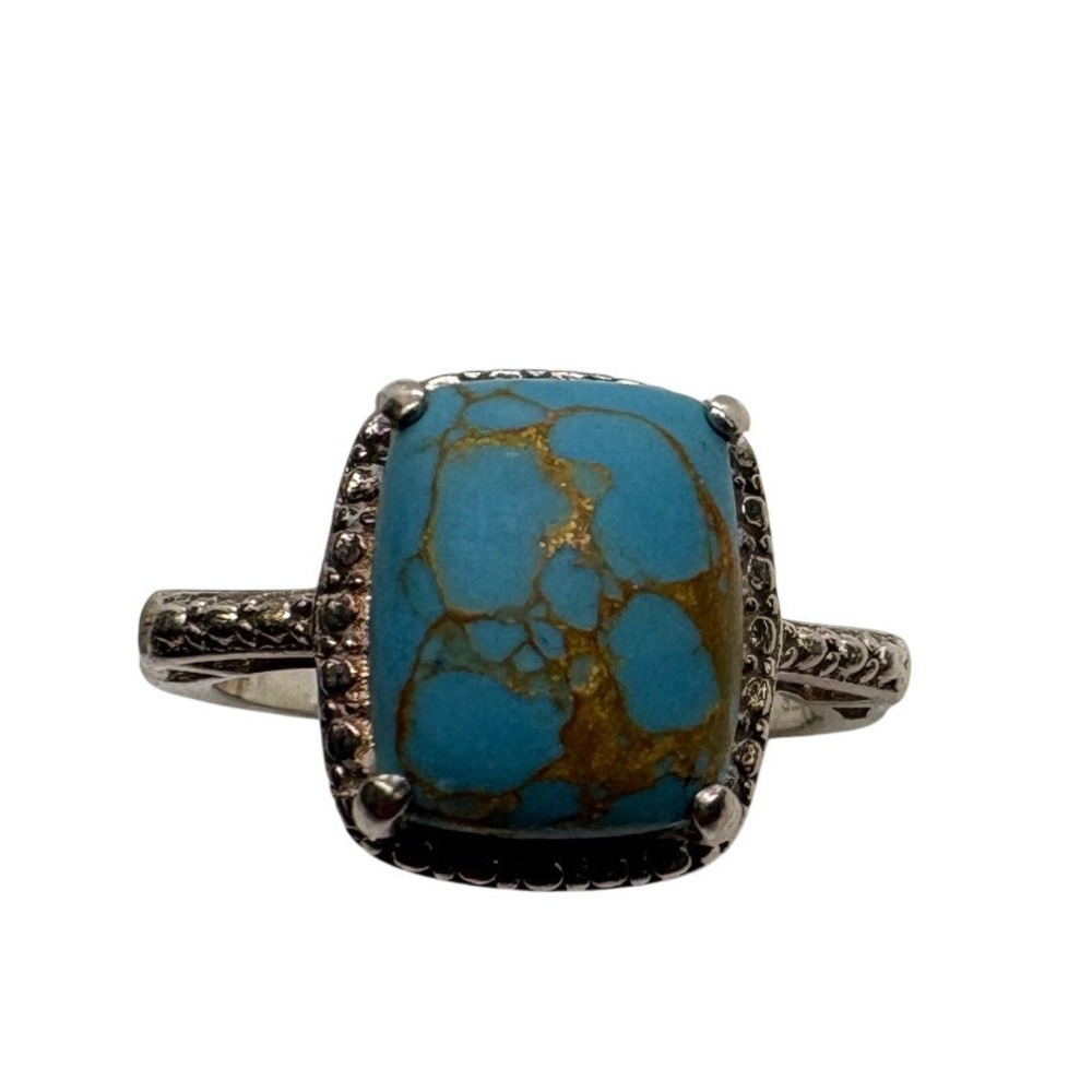 STS Chuck Clemency Turquoise Ring Size 5 Sterling Silver 925 Textured Band